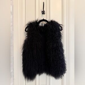 Black Mongolian Lamb Fur Vest | Curly Texture | Fits S/M